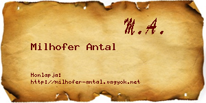 Milhofer Antal névjegykártya